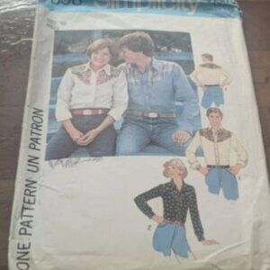 Vintage 1977 Simplicity 7898 Western Yoked Women's shirt Size 10 uncut